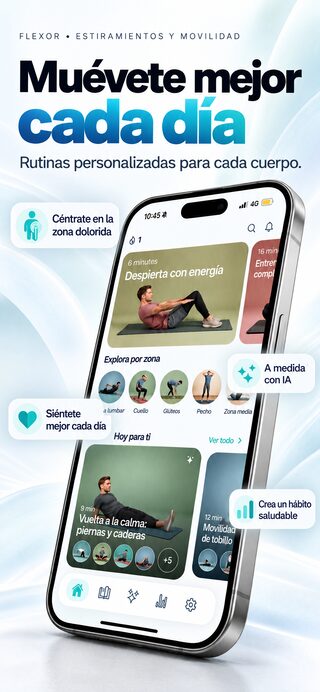 Diseño del panel de inicio de la app Flexor